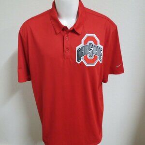 L-2XL BUCKEYES Red Nike Dri-Fit Men's db #D05 Polo Shirt